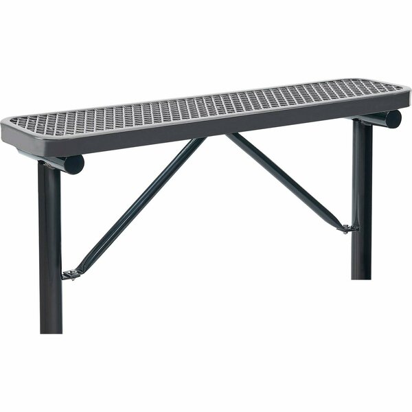 Global Industrial 4ft Outdoor Steel Flat Bench, Expanded Metal, In Ground Mount, Gray 695741IGY